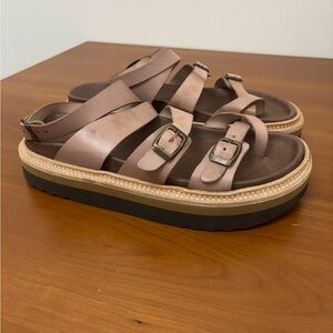Jeffrey Campbell Free People Tan Leather Footbed Platform Sandals Women Size 10